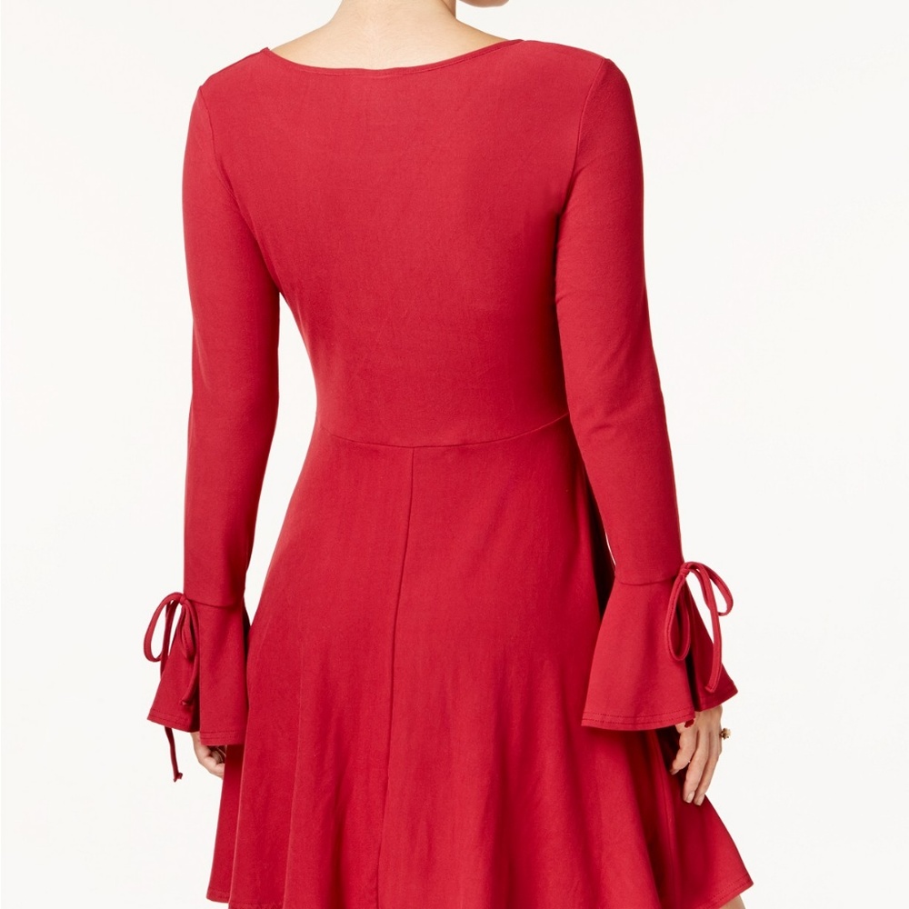 Planet Gold  Bell-Sleeve Fit & Flare Dress NAVY - Picture 2 of 4